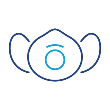 Toz Surat Maske Çizgisi Renk Simgesi. Kirliliğe, Toza, Enfeksiyona, Virüse ve Alerjiye Karşı Koruyucu. Güvenli Solunum Maskesi Doğrusal Simgesi. Düzenlenebilir felç. Vektör illüstrasyonu.