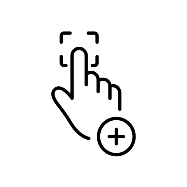 将Touch Id添加到Smartphone Line Icon 扫描指纹图密码以访问线性象形文字 扫描仪人类指纹识别轮廓符号 可编辑的中风 孤立的病媒图解 — 图库矢量图片