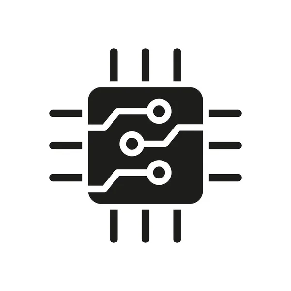 Procesor Procesora Chip Glyph Piktogram Symbol Mikrochipa Cyfrowego Elektroniczny System — Wektor stockowy