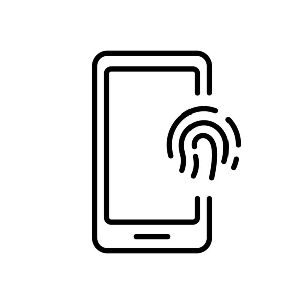 Touch Cellphone Line Icon Identificación Huellas Dactilares Señal Del Teléfono — Vector de stock