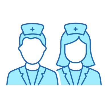 Erkek, Kadın Doktorlar Hattı Simgesi. Erkek ve Kadın Hekimler Uzmanı Doğrusal Pictogram. İki Profesyonel Tıp Asistanı Renk Simgesi Özeti. Düzenlenebilir Vuruş. İzole Vektör İllüstrasyonu.