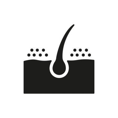 Saç Kepeği Silueti Simgesi. Sağlıksız ya da Dirty Folicle Black Icon. Saç Kepeği Piktogramının Dermatoloji Sorunu. İzole Vektör İllüstrasyonu.