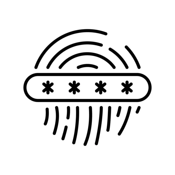Mot Passe Empreinte Digitale Icône Ligne Identification Biométrique Unique Signe — Image vectorielle