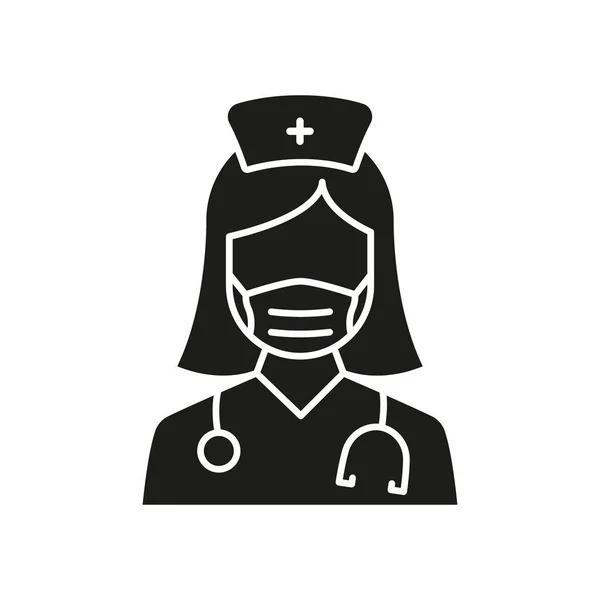 Berufsarzt Mit Stethoskop Silhouette Ikone Ärztinnen Spezialistin Und Assistentin Von — Stockvektor