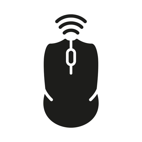 Ikona Sylwetki Myszy Komputerowej Bezprzewodowy Sprzęt Komputerowy Wireless Tool Glyph — Wektor stockowy