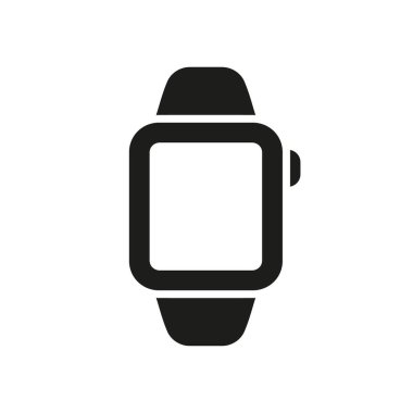 Kare Elektronik Giyilebilir Smartwatch ve Ekran Kabartması Piktogramı. Akıllı Siluet Simgesi. Kablosuz Teknoloji Sembolü ile izleyin. Kol saati cihazı. İzole Vektör İllüstrasyonu.