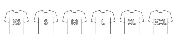 男性または女性のシャツ Tシャツサイズアイコンセット 服サイズラベルまたはタグPictogram サイズXsからXxlまで 編集可能なストローク ベクトル分離イラスト — ストックベクタ