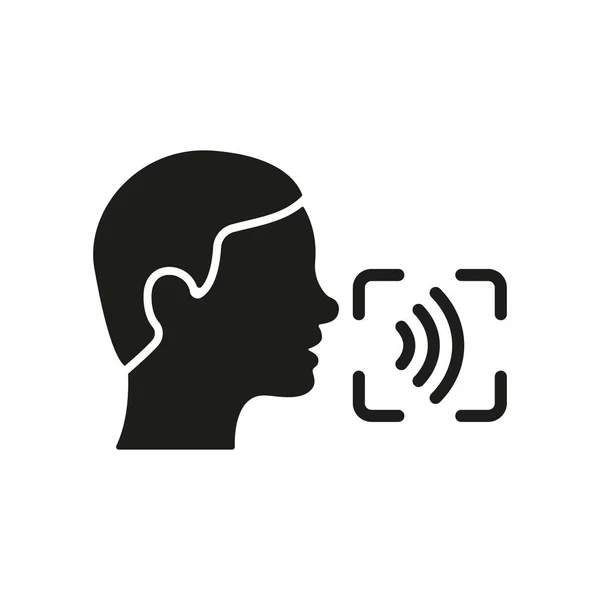 Command Voice Recognition Technology Silhouette Icon Access Identification Durch Voice — Stockvektor