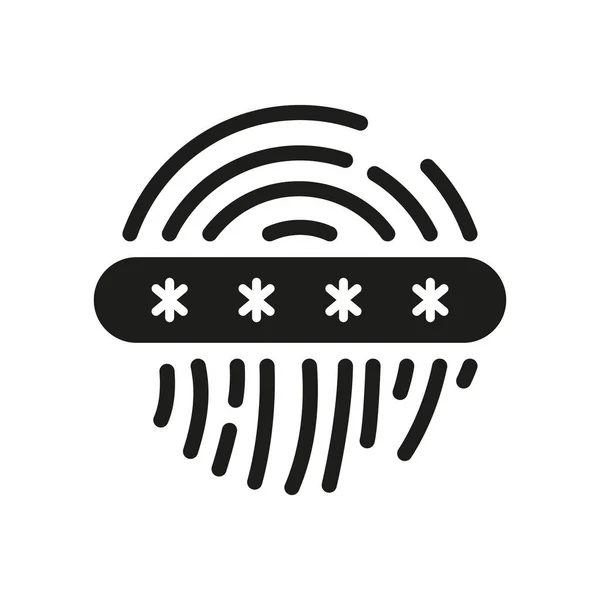 Touch Concept Confidentialité Silhouette Icône Signe Accès Aux Empreintes Digitales — Image vectorielle