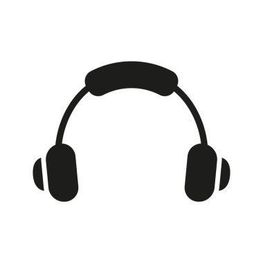 Music, Audio, Podcast Glyph Pictogram için kulaklık. Kulaklık Silueti Simgesi. DJ Kulaklık, Ses Sembolü. Kafa Telefon İşareti. İzole Vektör İllüstrasyonu.
