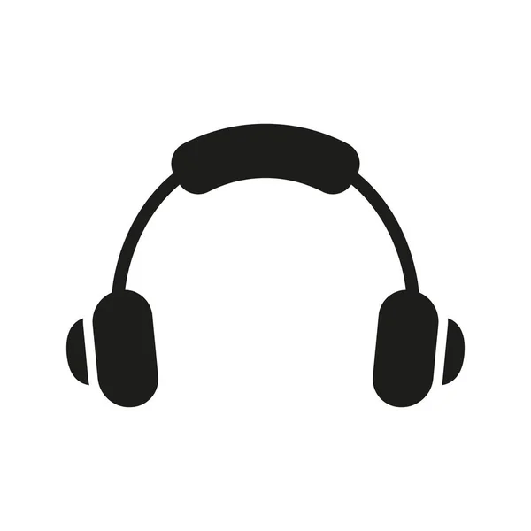 收听音乐 Podcast Glyph Pictogram的耳机 耳机轮廓图标 Dj耳机 音量声符号 总机签名 孤立的病媒图解 — 图库矢量图片