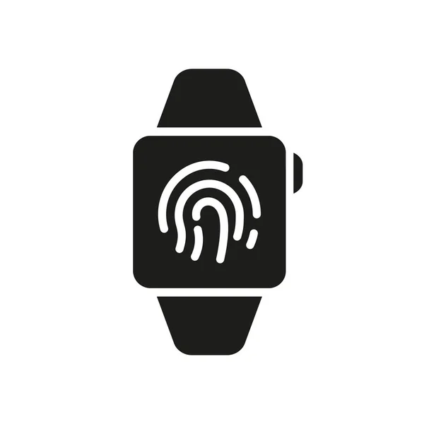 Technologia Touch Ikonie Smartwatch Silhouette Inteligentny Zegarek Odciskiem Palca Piktogram — Wektor stockowy