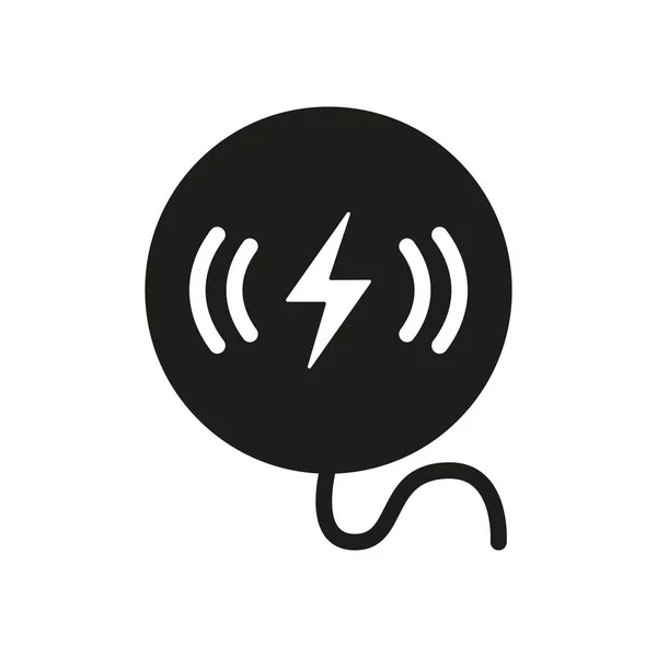 Ikona Bezprzewodowej Ładowarki Silhouette Ładowarka Telefonu Komórkowego Glyph Pictogram Bateria — Wektor stockowy