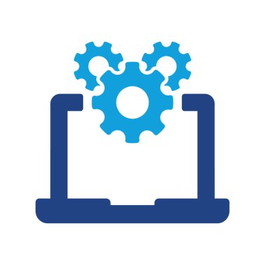 Yazılım Silüeti Simgesi Servisi. Bilgisayar Sistemi Güncelleme Renkli Pictogram. Dizüstü bilgisayarın ayarları ve yapılandırması. - Teknik destek. Vektör İzole Resimleri.