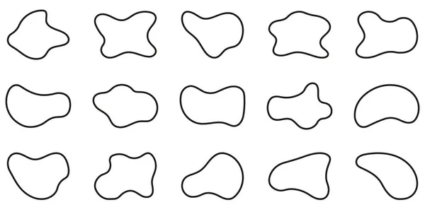 Orgánica Mancha Asimétrica Mancha Spot Splodge Black Line Collection Forma — Archivo Imágenes Vectoriales