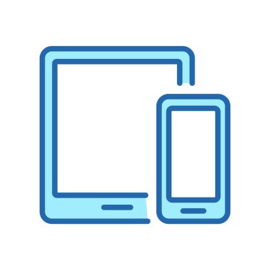 Akıllı telefon ve Tablet Satır Simgesi. Akıllı Devises Pictogram. Cep telefonu renk sembolü. Elektronik Dijital Teknoloji, Cep Telefonu ve Tablet Ekranı. Düzenlenebilir Vuruş. İzole Vektör İllüstrasyonu.