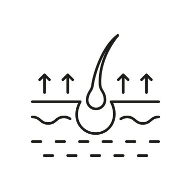 Saç dökülmesi çizgisi simgesi kavramı. Saç dökülme hastalığı, Siyah Çizgi, Pictogram. Saç dökülme simgesi. Düzenlenebilir Vuruş. İzole Vektör İllüstrasyonu.