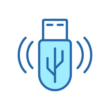 Taşınabilir Bellek Renk Çizgisi Simgesi. USB Ekipman Doğrusal Piktogram. Veri Depolama, Flash Disk Ana Hattı Sembolü. Elektronik Donanım, Yedek Hafıza Sürücüsü. Düzenlenebilir Vuruş. İzole Vektör İllüstrasyonu.