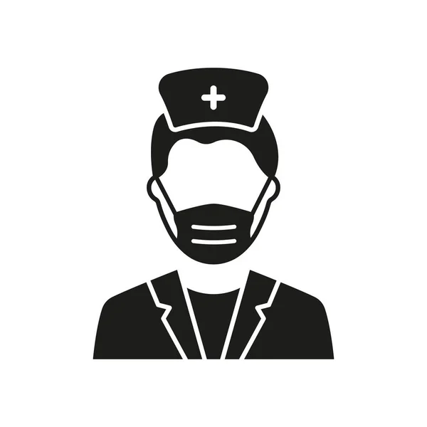 Chirurg Mann Arzt Mit Gesichtsmaske Silhouette Ikone Plastische Chirurgie Spezialist — Stockvektor