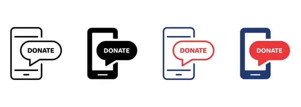 Donare Online Sul Set Icone Del Telefono Web Mobile Dare — Vettoriale Stock