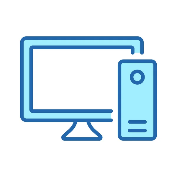 Desktop Color Line Pictogram Home Office Personal Computer Monitor Lineair — Stockvector