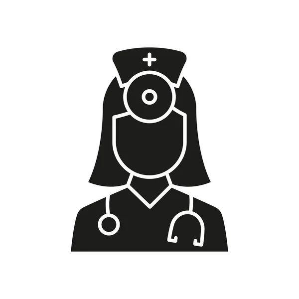 Medico Professionista Con Icona Silhouette Stetoscopio Mediche Donna Specialista Assistente — Vettoriale Stock