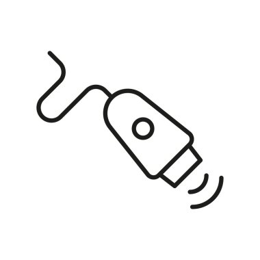 Cilt Tedavi Hattı Simgesi için lazer. Saç Temizleme Cihazı Pictogram. Epilatör, Kozmetik Estetik Prosedür Taslak Simgesi için Elektrikli Ustura. Düzenlenebilir Vuruş. İzole Vektör İllüstrasyonu.