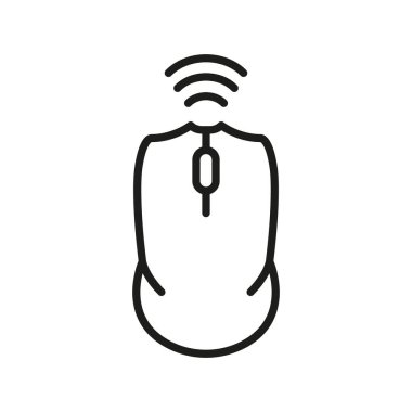 Computer Mouse Line Icon. PC Wireless Tool Linear Pictogram. Cursor Pointer Scroll, Click Outline Symbol. Wireless Technology Computer Equipment. Editable Stroke. Isolated Vector Illustration.