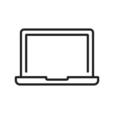 Laptop Line Icon. Electronic Portable Computer Linear Pictogram. Open Notebook with Digital Monitor Outline Symbol. Online Technology Equipment. Editable Stroke. Isolated Vector Illustration.