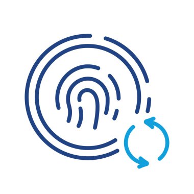 Reset Password by Fingerprint Identification Line Icon. Update Touch ID Color Linear Pictogram. Refresh Security, Change Finger Print Outline Symbol. Editable stroke. Isolated Vector Illustration.