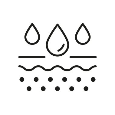 Skin Layer Absorb Water Drop Outline Icon. Moisture Skin Line Icon. Anti Dry Skincare. Moisturizing Face and Body Skin Linear Pictogram. Editable Stroke. Isolated Vector Illustration.