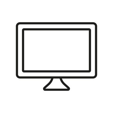 Computer Monitor Line Icon. PC Wide Screen Desktop Linear Pictogram. TV with Digital LCD Technology Outline Symbol. Monitor Screen Sign. Editable Stroke. Isolated Vector Illustration.
