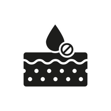 Dehydrated Skin Face Silhouette Icon. Rough Dry Sensitive Skin Treatment Glyph Pictogram. Water Drop Dehydration Concept Icon. Moisture Skincare. Isolated Vector Illustration.