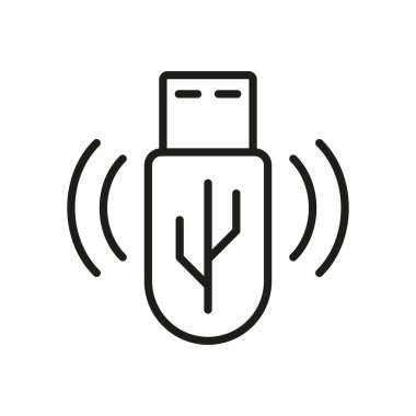 Portable Memory Stick Line Icon. USB Equipment Linear Pictogram. Data Storage, Flash Disk Outline Symbol. Electronic Hardware, Backup Memory Drive. Editable Stroke. Isolated Vector Illustration.