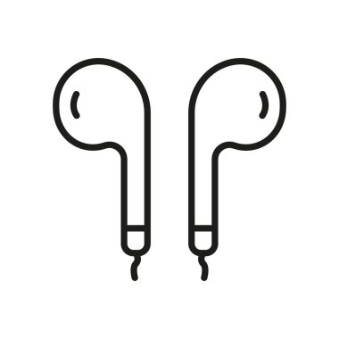 Earphone Line Icon. Wireless Headphone Linear Sign. Portable Ear Phone for Listening to Music Outline Symbol. Earbud Sound Equipment. Headset Icon. Editable Stroke. Isolated Vector Illustration.