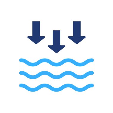 Low Tide Silhouette Icon. Waves on the Sea or Ocean Color Icon. Vector Isolated Illustration.