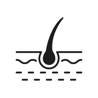 Saç Ampulü Silüeti Simgesi. Man Folicle Siyah Kabartma Pictogram 'ın yapısı. Bilim ya da Dermatoloji için saç tokası ikonu. İzole Vektör İllüstrasyonu.