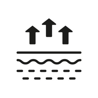 Moisture Evaporation of Skin Silhouette Icon. Skin Water Loss Pictogram. Skin Structure and Arrows Up Moisture Wicking Process, Skin Odor Concept Glyph Icon. Isolated Vector Illustration.