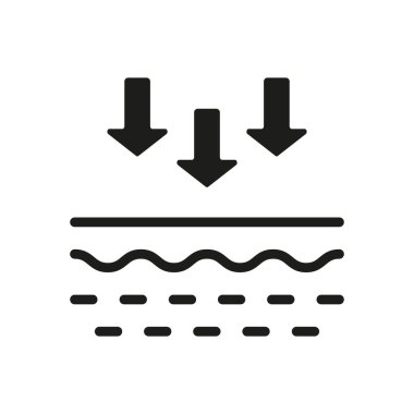Skin Absorption Silhouette Icon. Penetration of UV Ray to Skin Glyph Pictogram. Arrow Down to Skin Layer Icon. Skin Nutrition Concept. Isolated Vector Illustration.