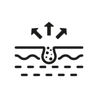 Cleansing Clogged Deep Pore Silhouette Icon. Facial Skin Care Glyph Pictogram. Unclog Skin Face of Dirty Blackhead and Dust Icon. Isolated Vector Illustration.