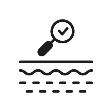 Skin Checkup Silhouette Icon. Glass Magnifying Skin Research Problem Glyph Pictogram. Checked Clean Skin Layer Icon. Skincare Treatment. Isolated Vector Illustration.