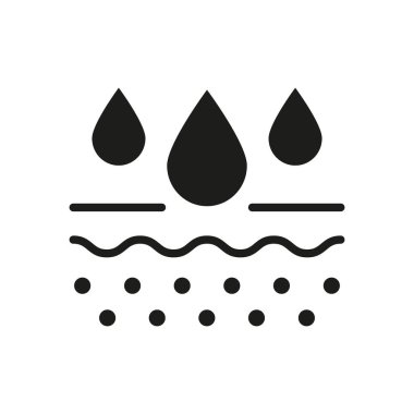 Moisture Skin Glyph Sign. Anti Dry Skincare. Moisturizing Face and Body Skin Pictogram. Skin Layer Absorb Water Drop Silhouette Icon. Isolated Vector Illustration.