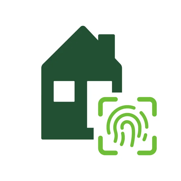 Immobilien Mit Biometrischer Identifikationstechnologie Durch Fingerabdruck Silhouette Icon Smart Home — Stockvektor