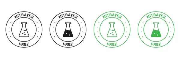 Nitrates Free Green Black Stamp Set Nitrate Label Free Nitrites — Wektor stockowy