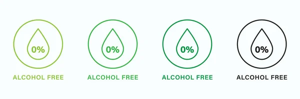 Alkohol Free Product Line Green Black Icons Set Kropla Okrągłej — Wektor stockowy