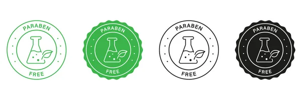 Set Francobolli Paraben Gratuiti Etichette Verdi Nere Cosmetici Eco Biologici — Vettoriale Stock
