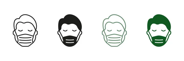 Housse Masque Protection Faciale Médicale Collection Symboles Pour Bouche Nez — Image vectorielle