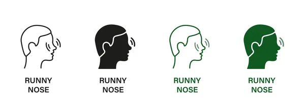 Ontsteking Ache Symbool Collectie Rhinitis Allergie Neusslijm Pictogram Runny Nose — Stockvector
