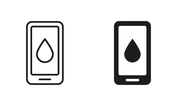 Conjunto Iconos Silueta Línea Recordatorio Bebida Agua App Daily Water — Vector de stock