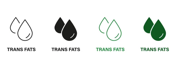 Transfat Product Food Aceite Símbolo Negro Verde Silueta Trans Fat — Vector de stock
